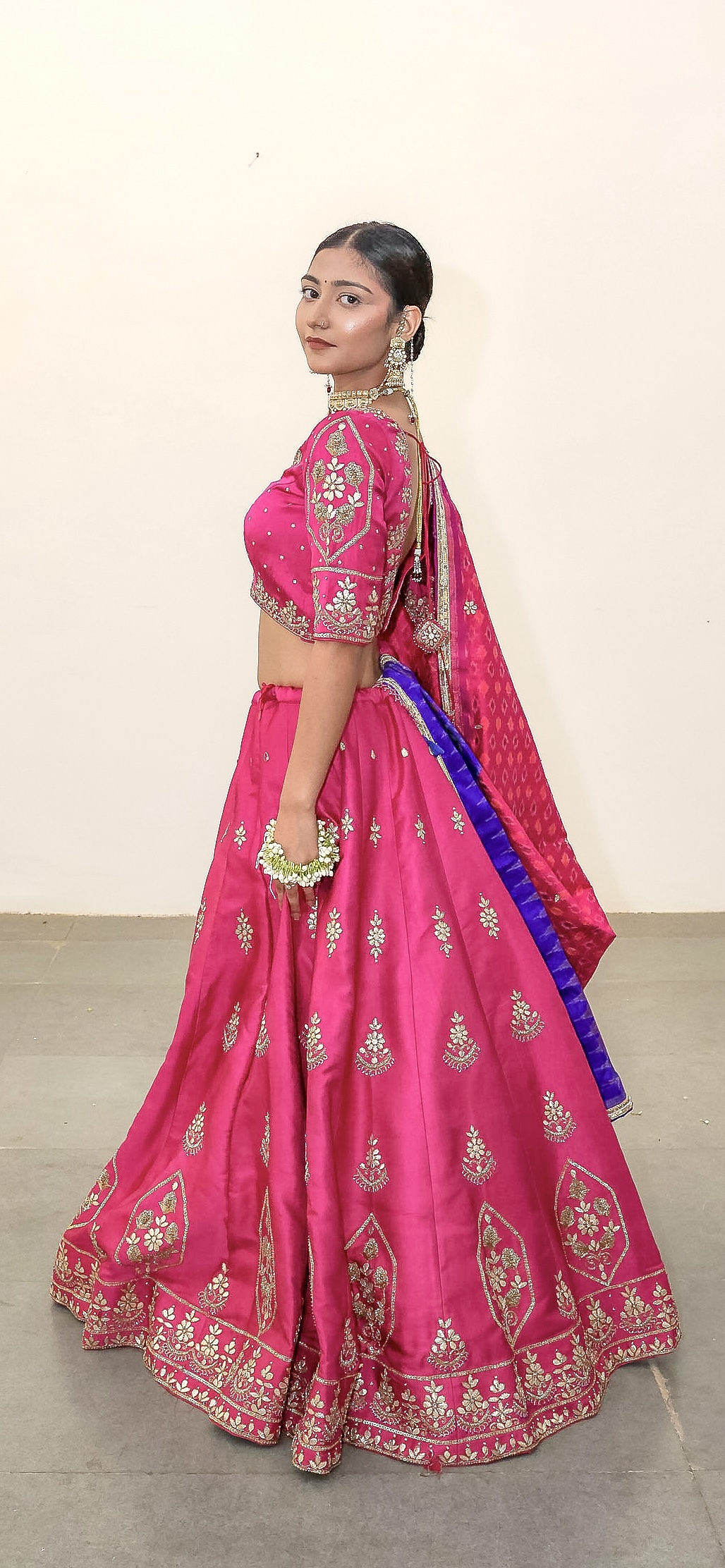 Magenta Modal Silk Chaniya Choli with Patola Print Dupatta