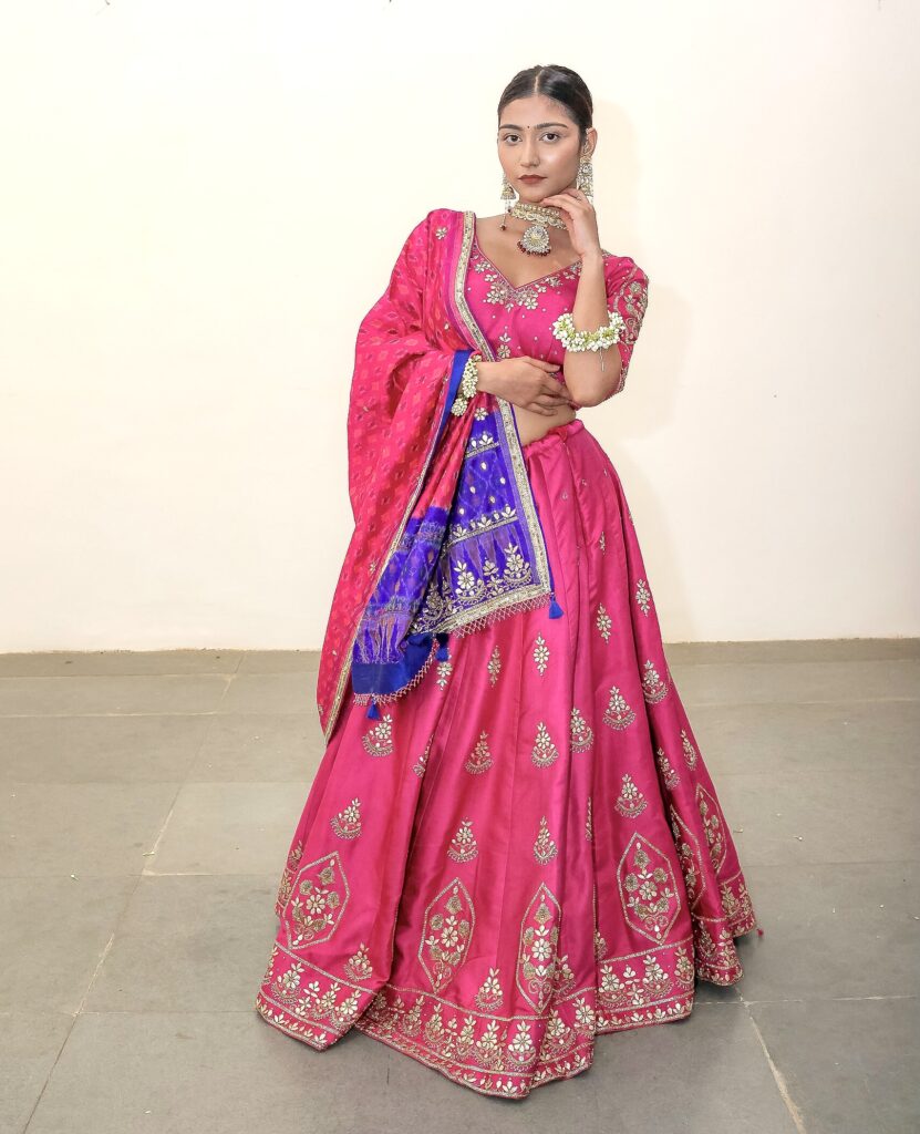 Magenta Modal Silk Chaniya Choli with Patola Print Dupatta