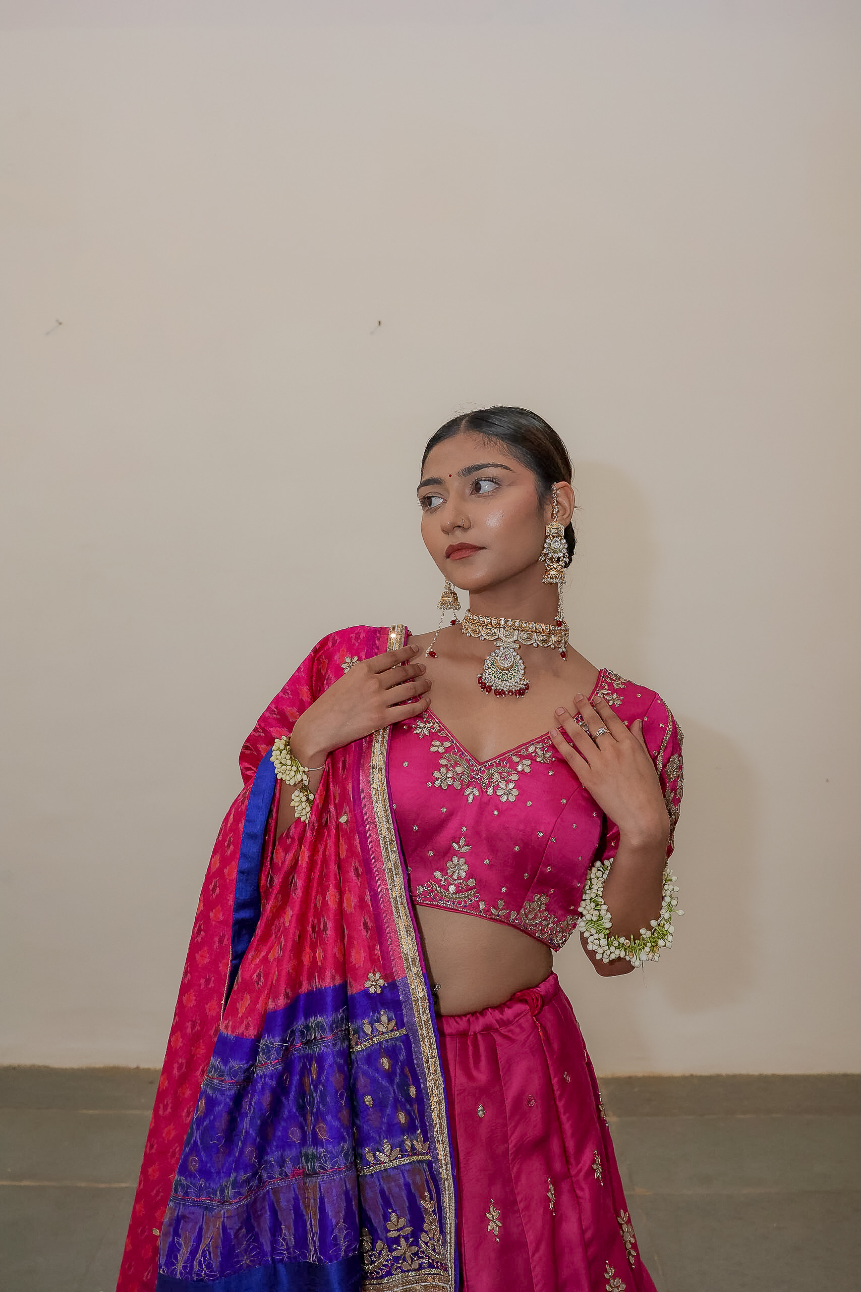 Magenta Modal Silk Chaniya Choli with Patola Print Dupatta