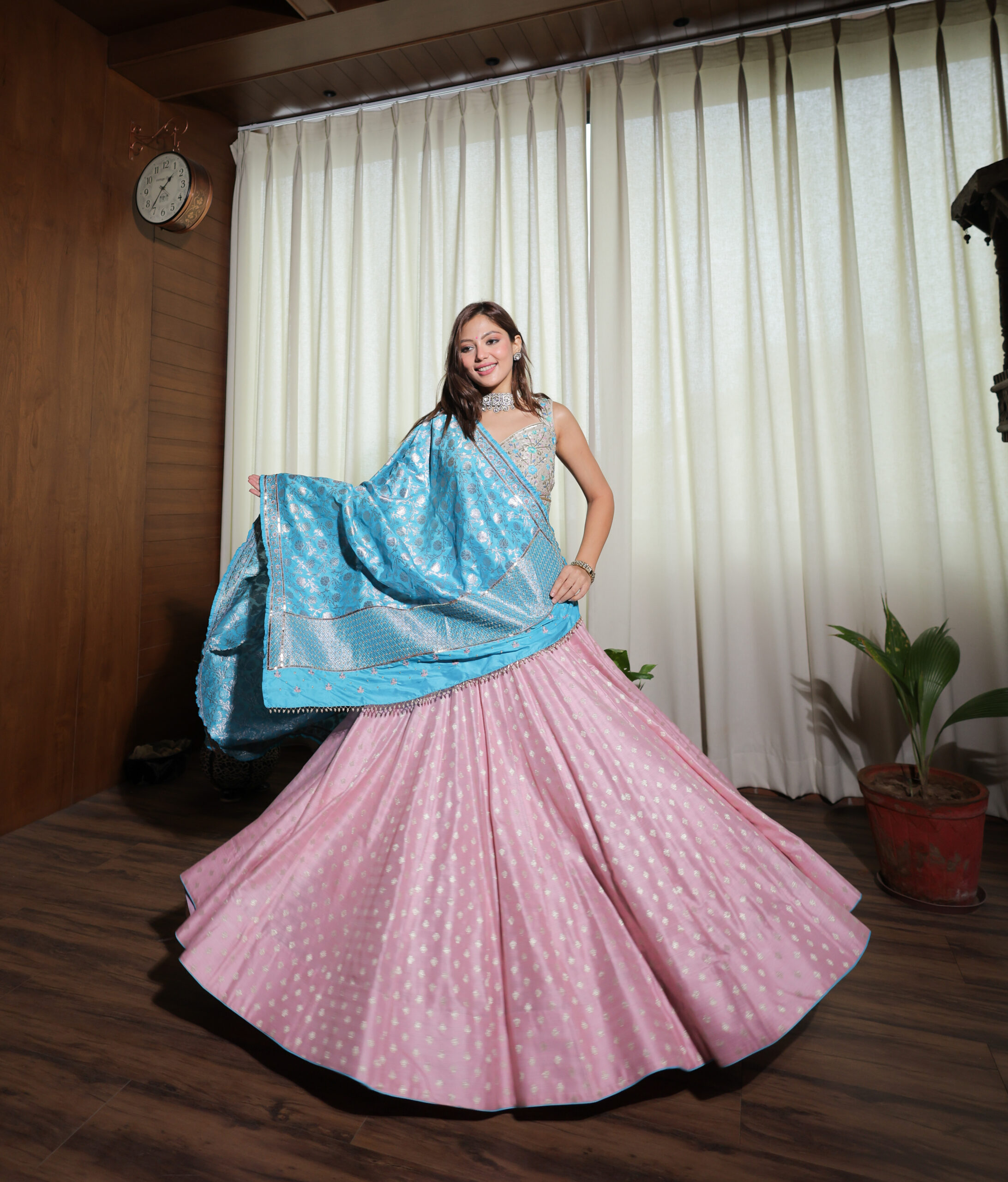 Munga Silk Lehenga Set with Banarasi Dupatta
