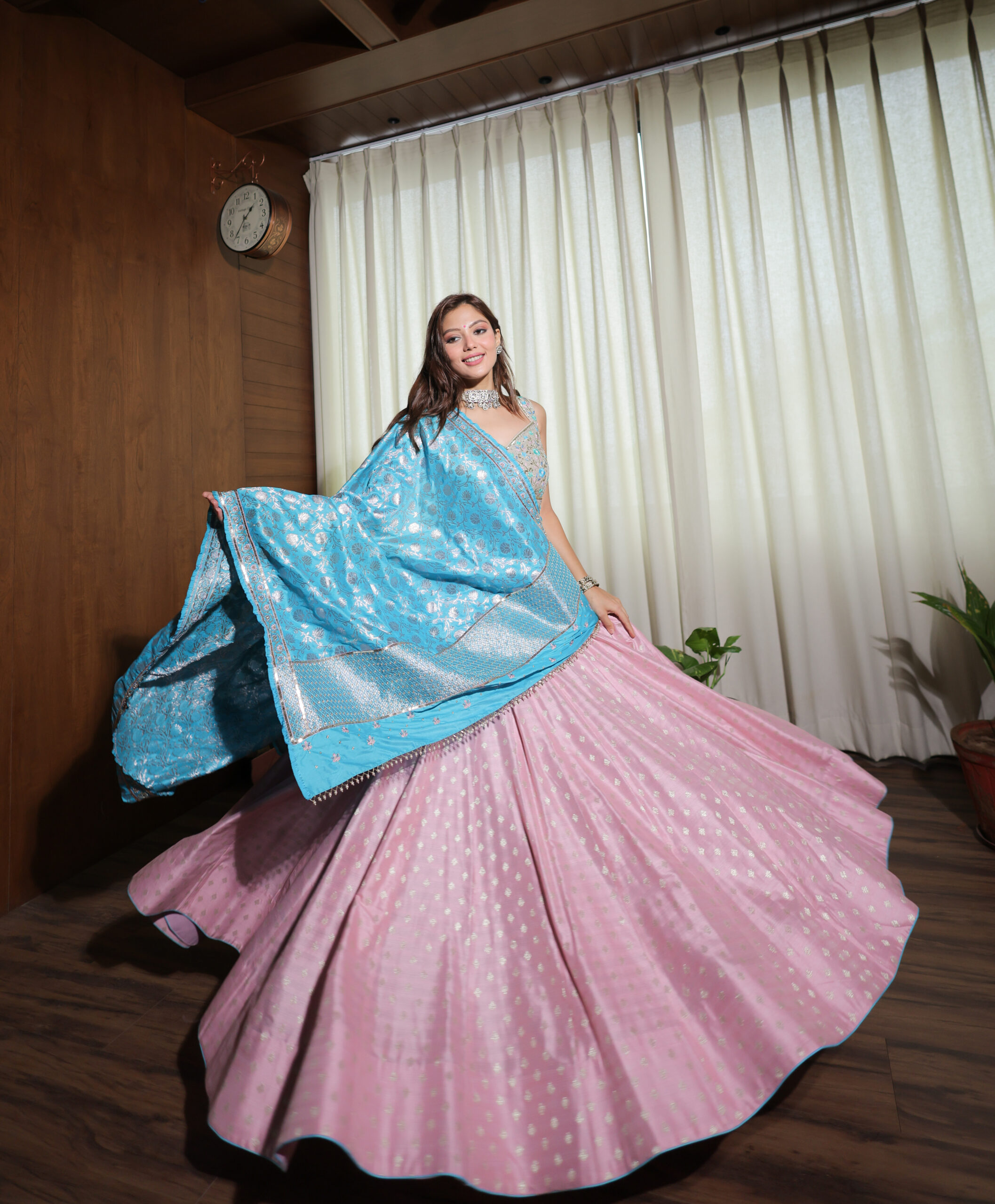 Munga Silk Lehenga Set with Banarasi Dupatta