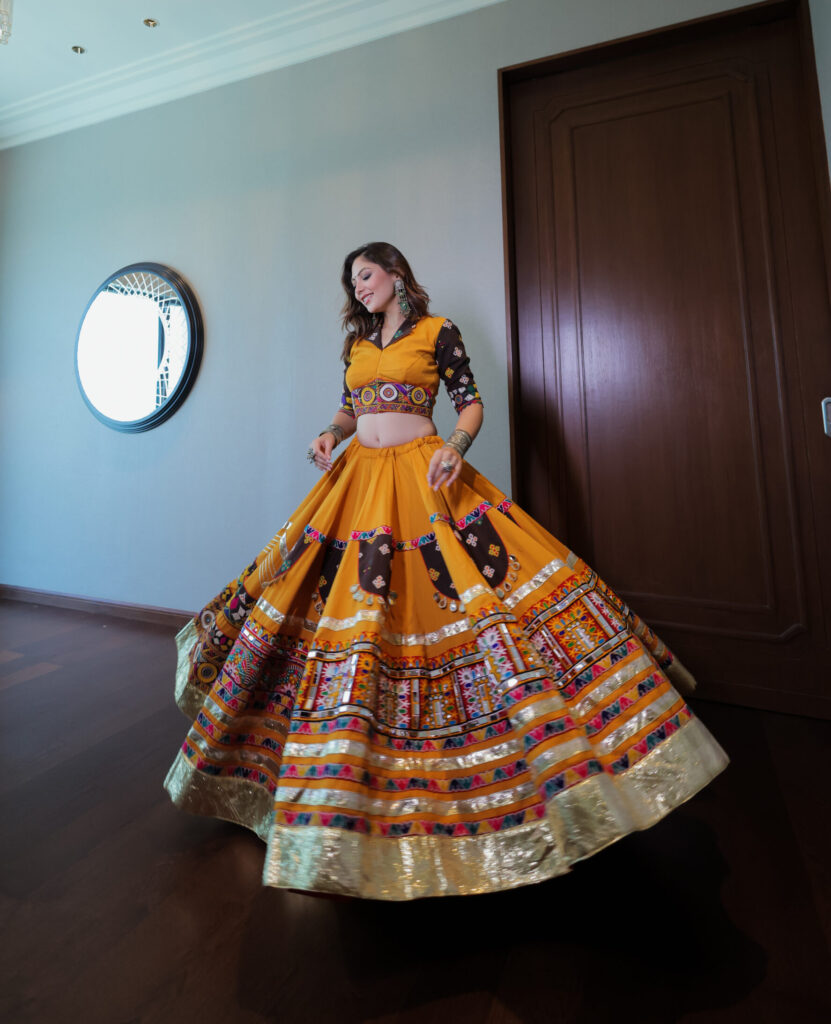 Mustard & Brown Handcrafted Chaniya Choli