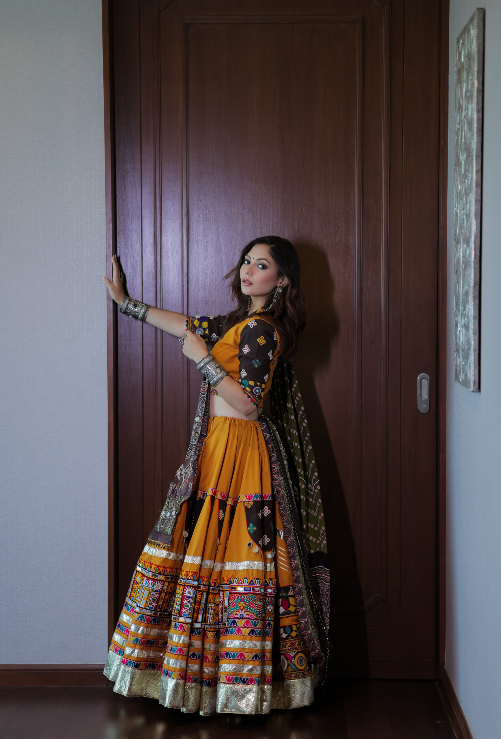 Mustard & Brown Handcrafted Chaniya Choli Set