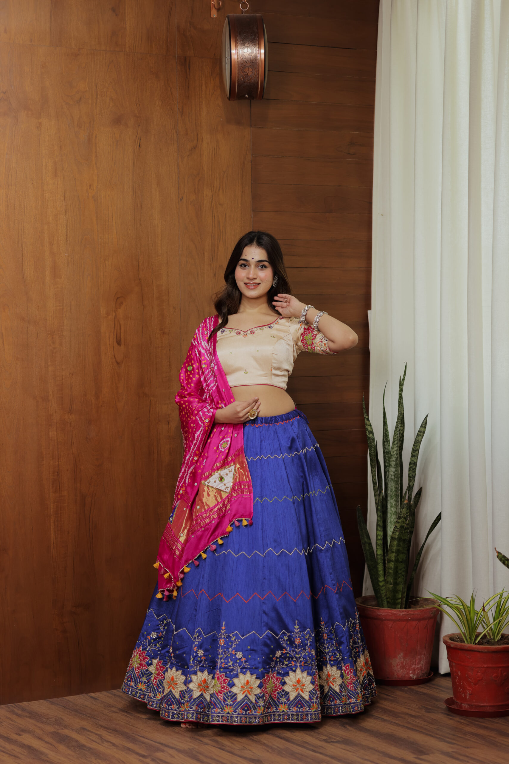 Art Raw Silk Chaniyacholi with Bandhani Gaji Silk Dupatta