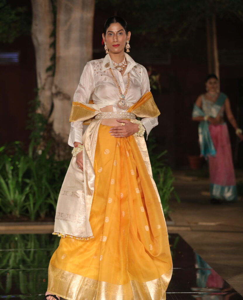 Yellow Pure Kanjeevaram Silk Saree with Cream Gold Zari Border