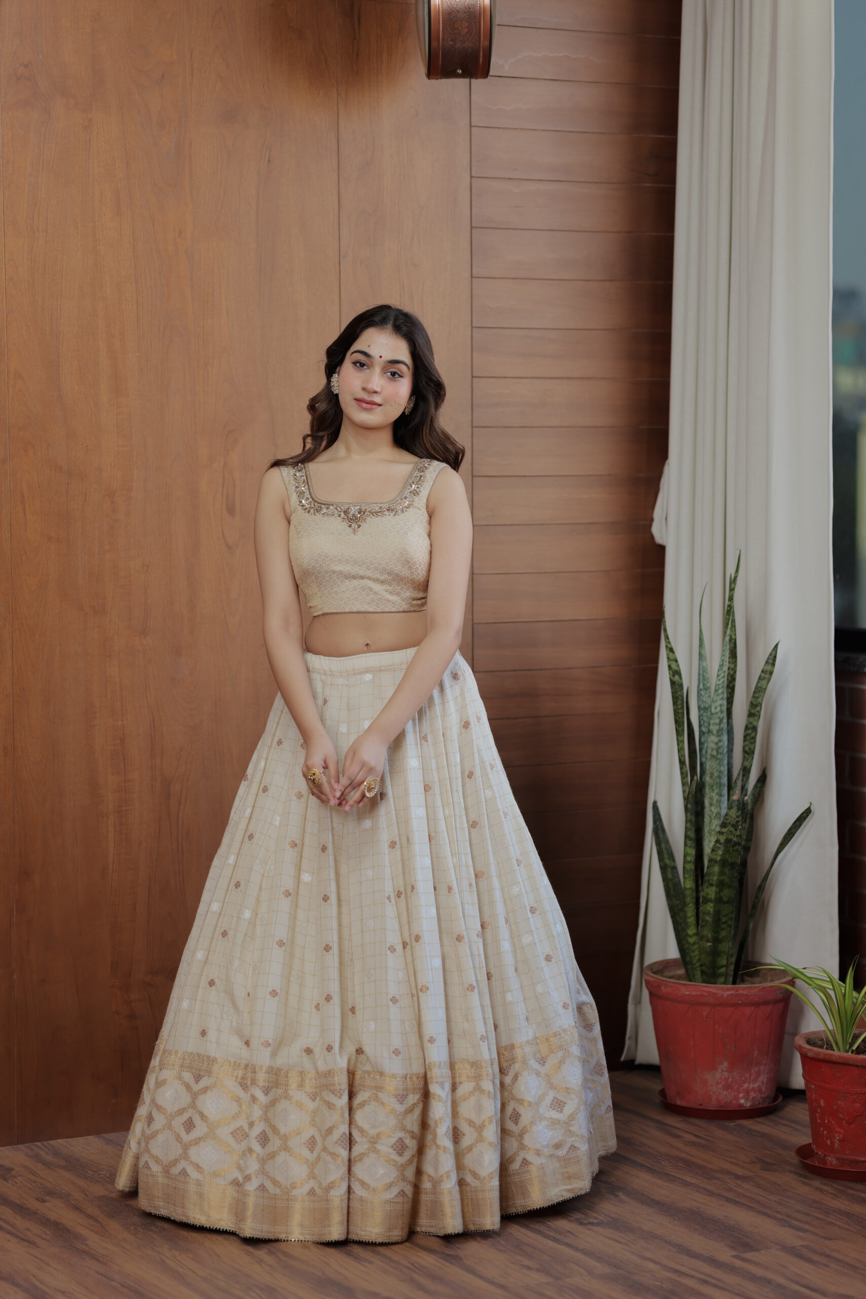 Ivory Chaniya Choli with Maroon Shrug – Elegant Festive Set