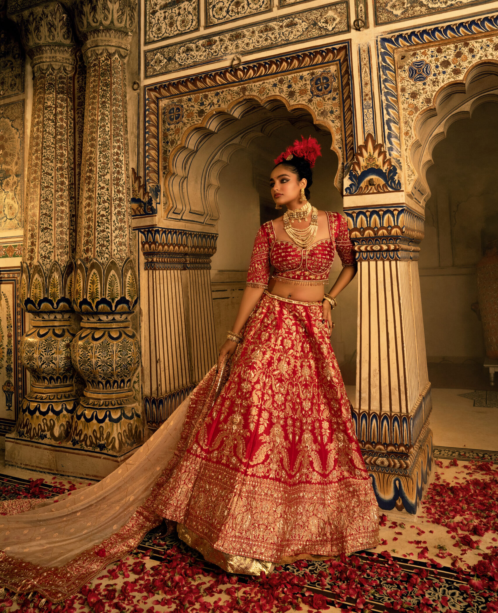 Royal Red Banarasi Silk Bridal Lehenga Set