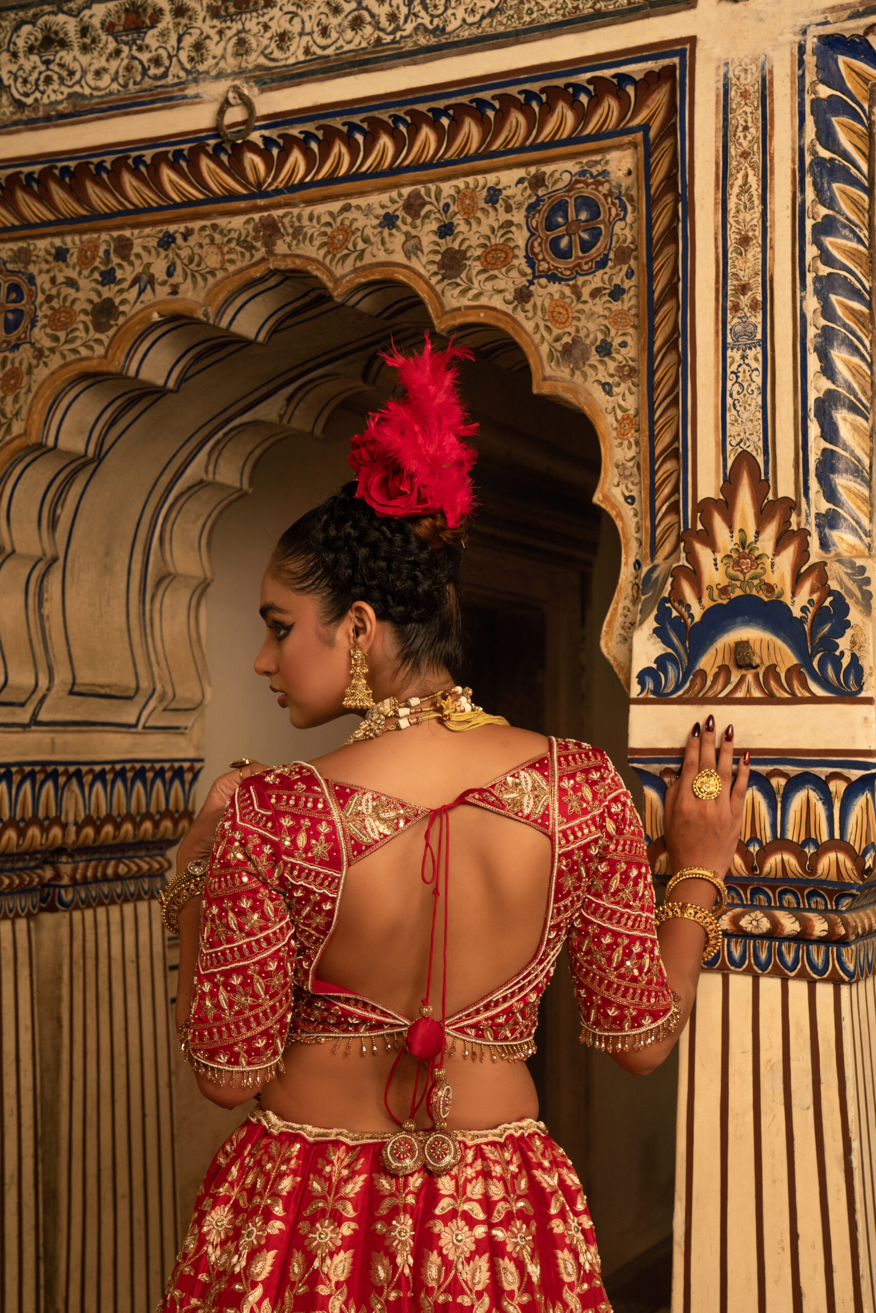 Royal Red Banarasi Silk Bridal Lehenga Set