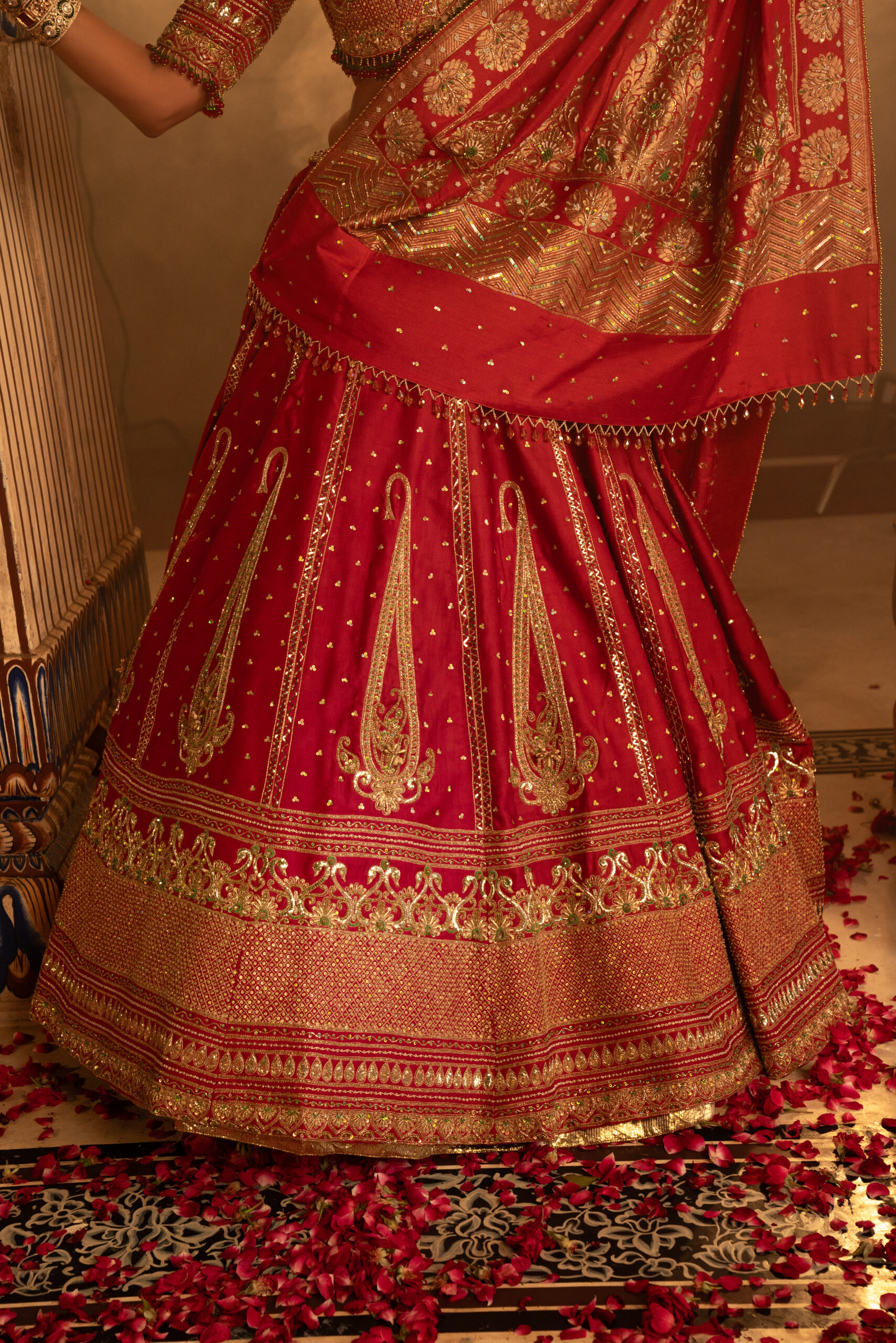 Royal Red Banarasi Silk Bridal Lehenga Set