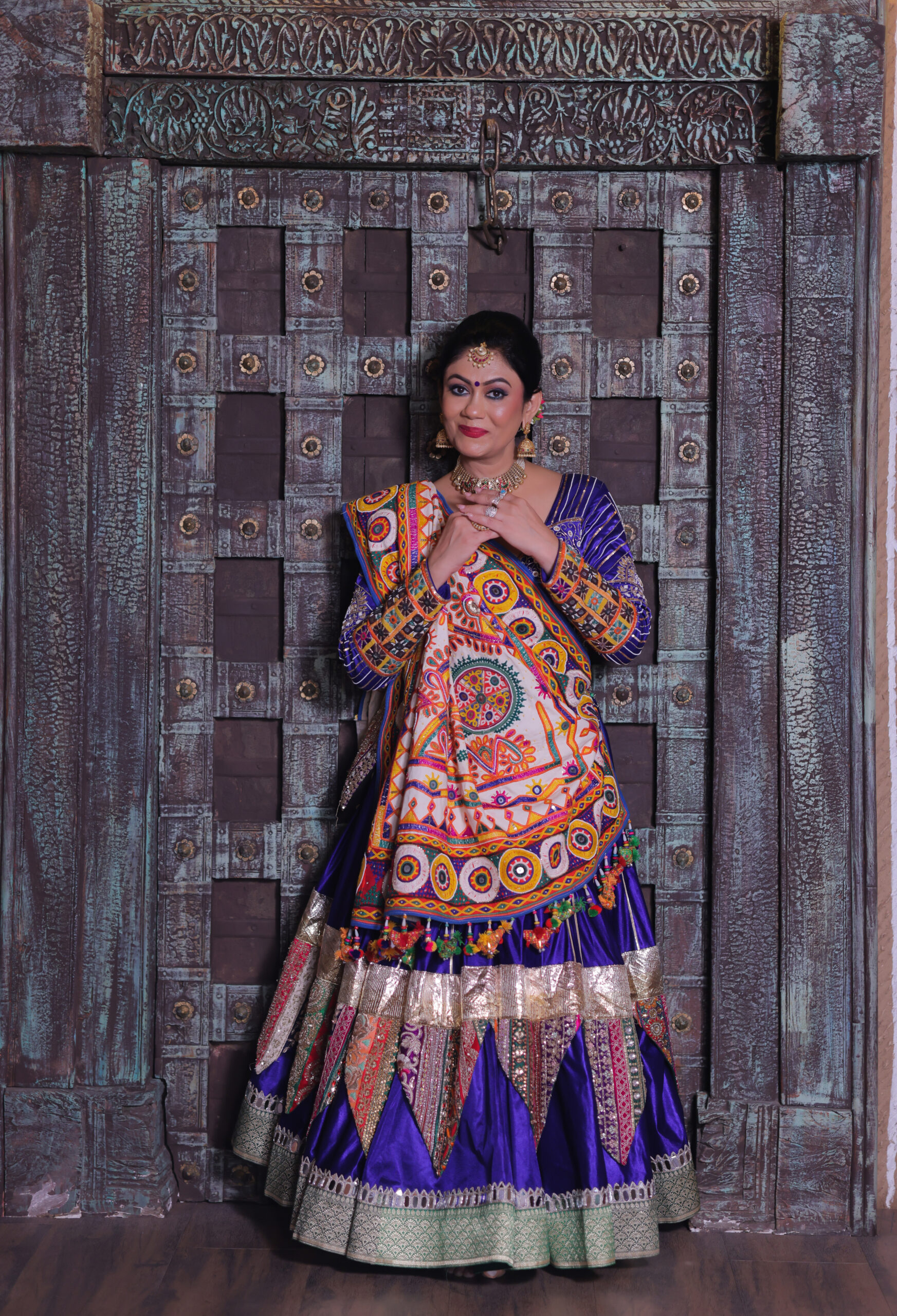 Royal Blue Multicolor Handcrafted Navratri Lehenga Set