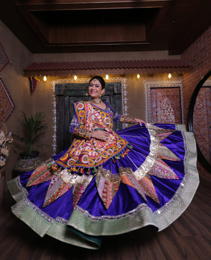 Royal Blue Multicolor Handcrafted Navratri Lehenga Set