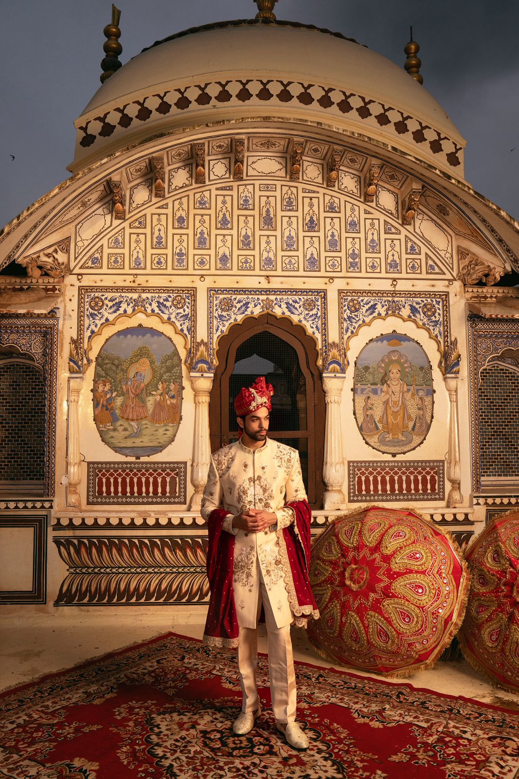 The Imperial Groom” Ivory Hand-Embroidered Silk Sherwani Set