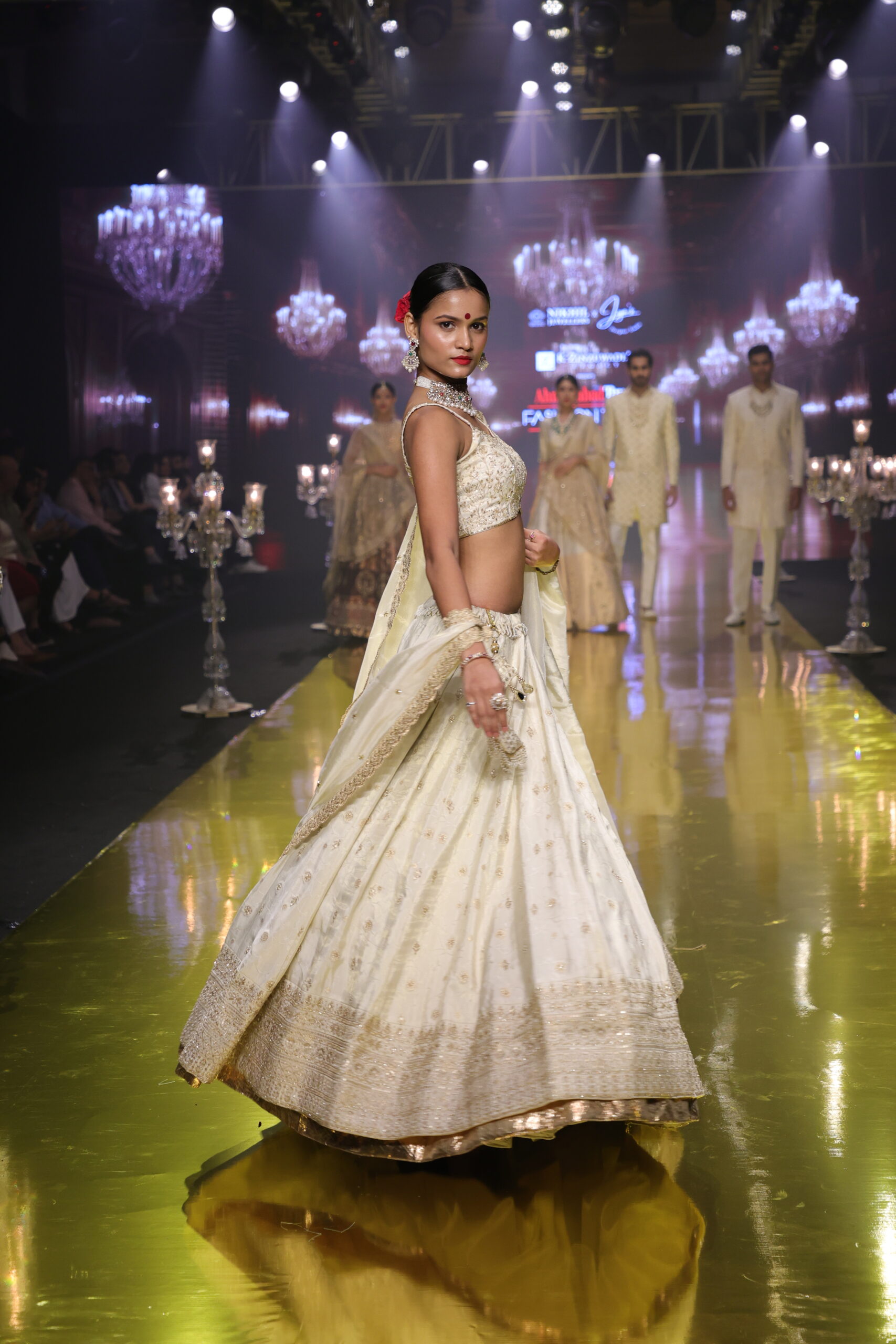 Ivory Gold Semi-Bridal Lehenga Set