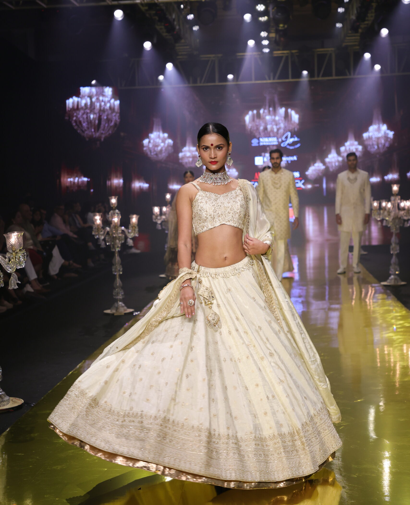 Ivory Gold Semi-Bridal Lehenga Set