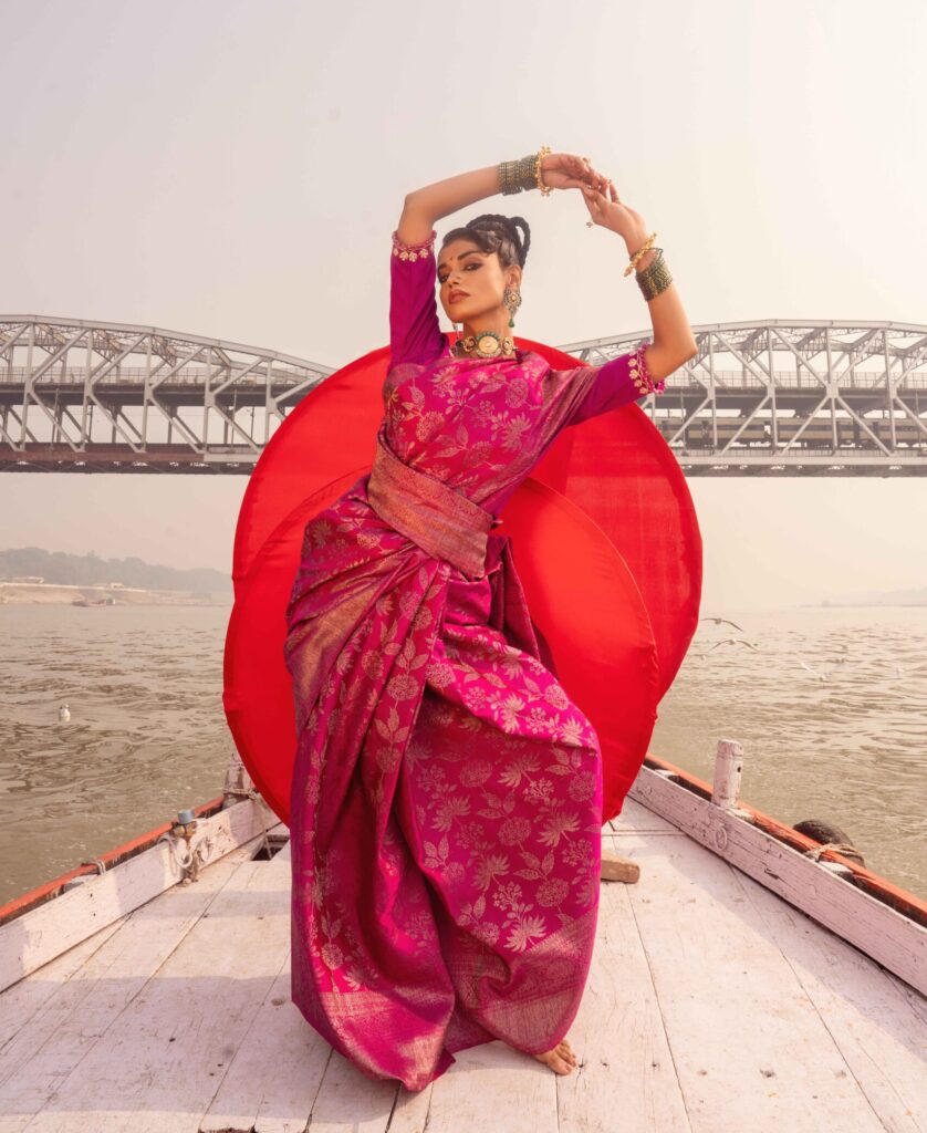Magenta Pure Kanjeevaram Silk Saree