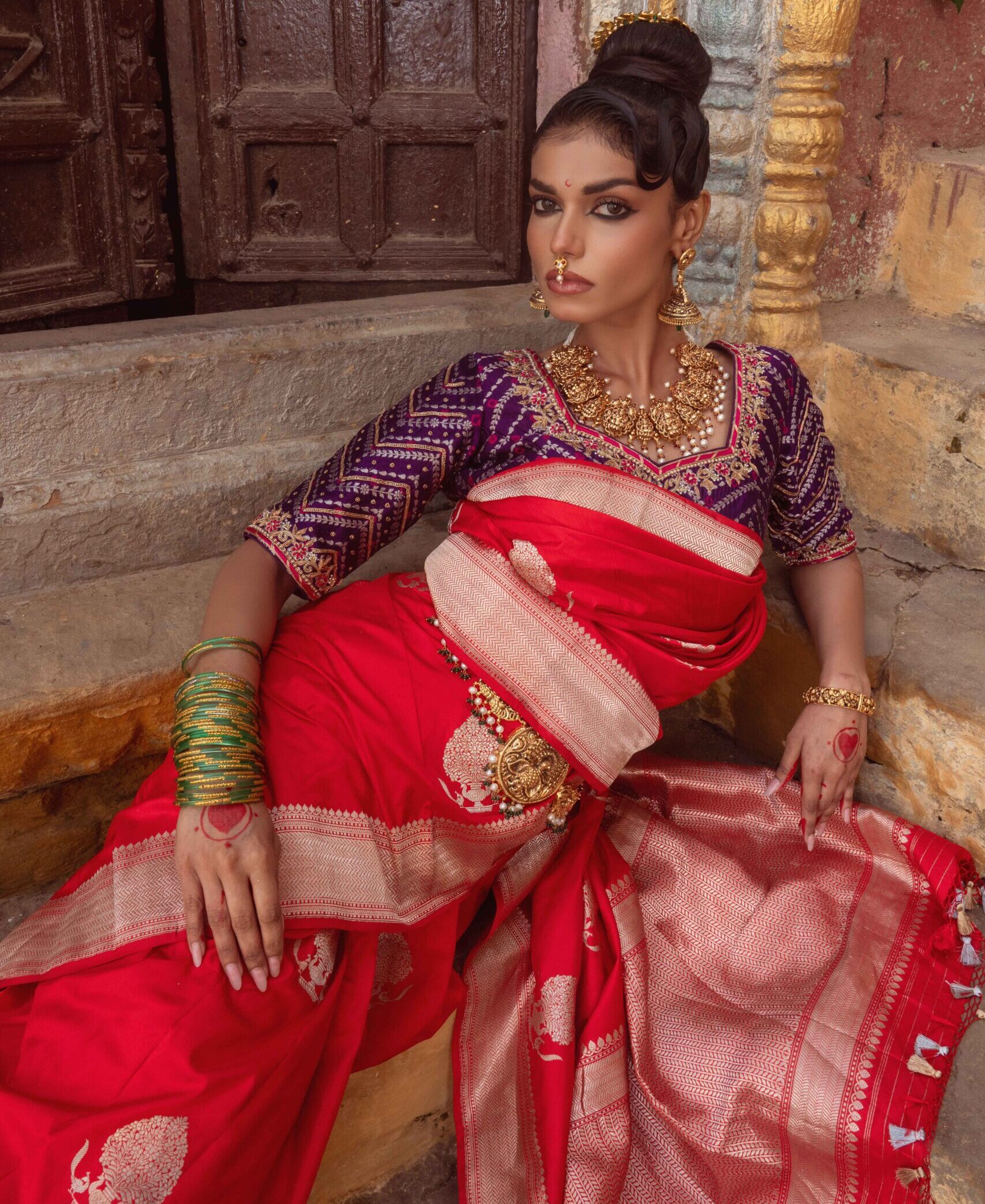 Red Pure Banarasi Katan Silk Saree
