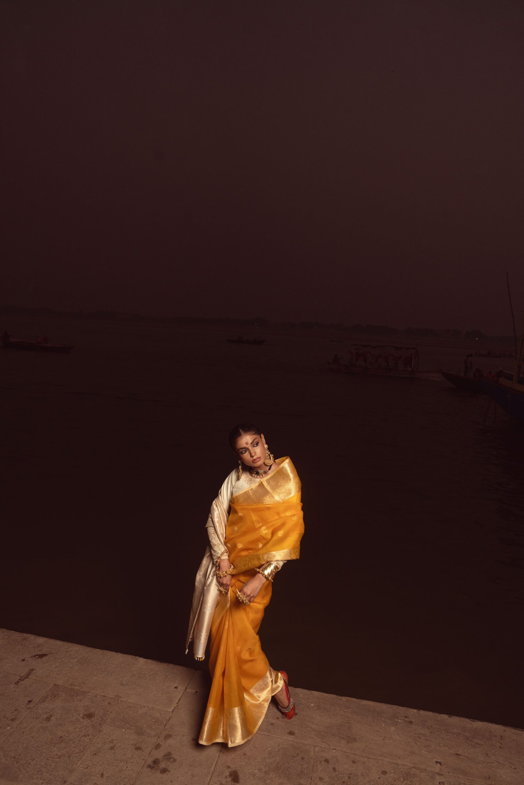 Yellow & Ivory Pure Kanjeevaram Silk Saree