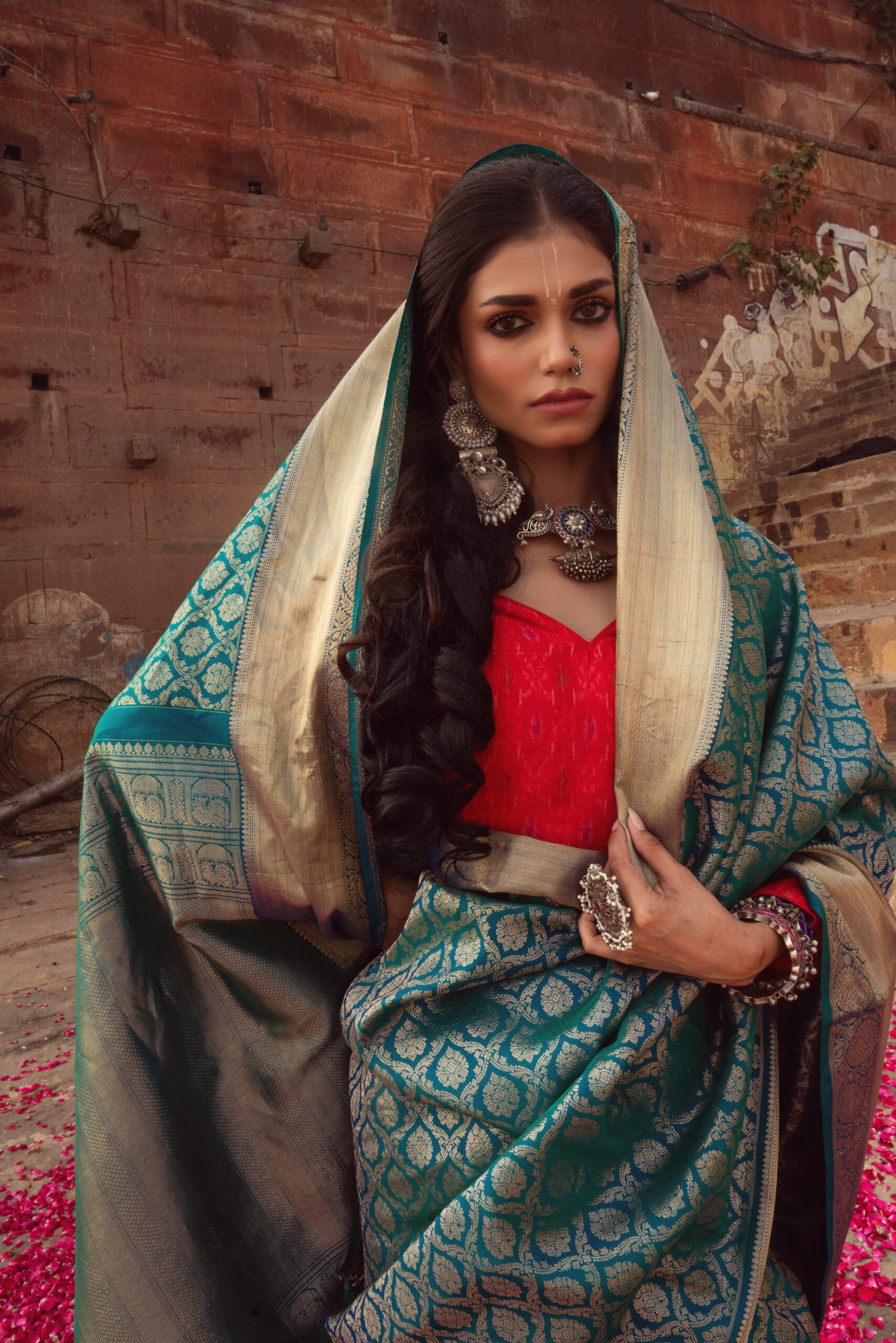 Teal Pure Kanjeevaram Silk Saree