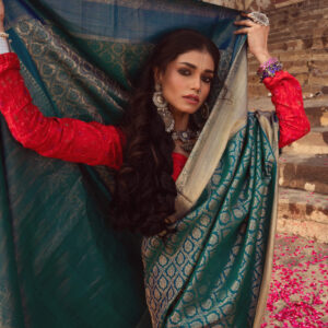 Teal Pure Kanjeevaram Silk Saree