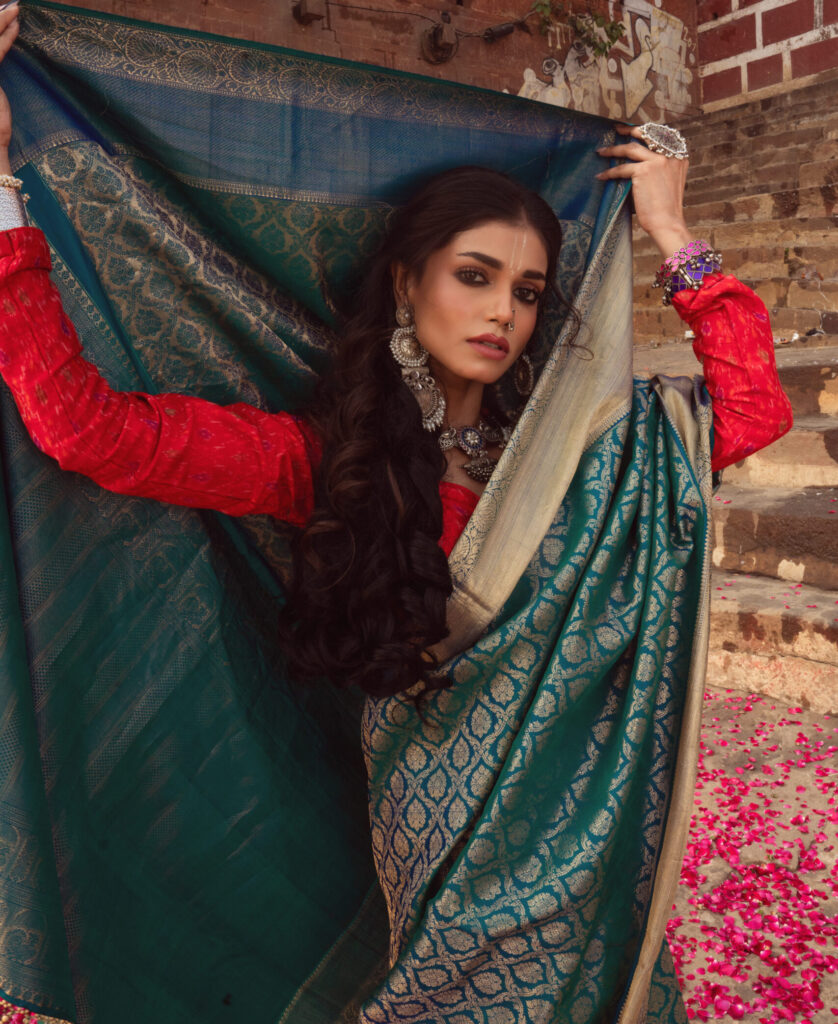 Teal Pure Kanjeevaram Silk Saree