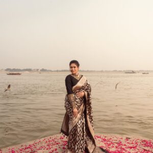 BLACK & ANTIQUE GOLD BANARASI KATAN SILK SAREE