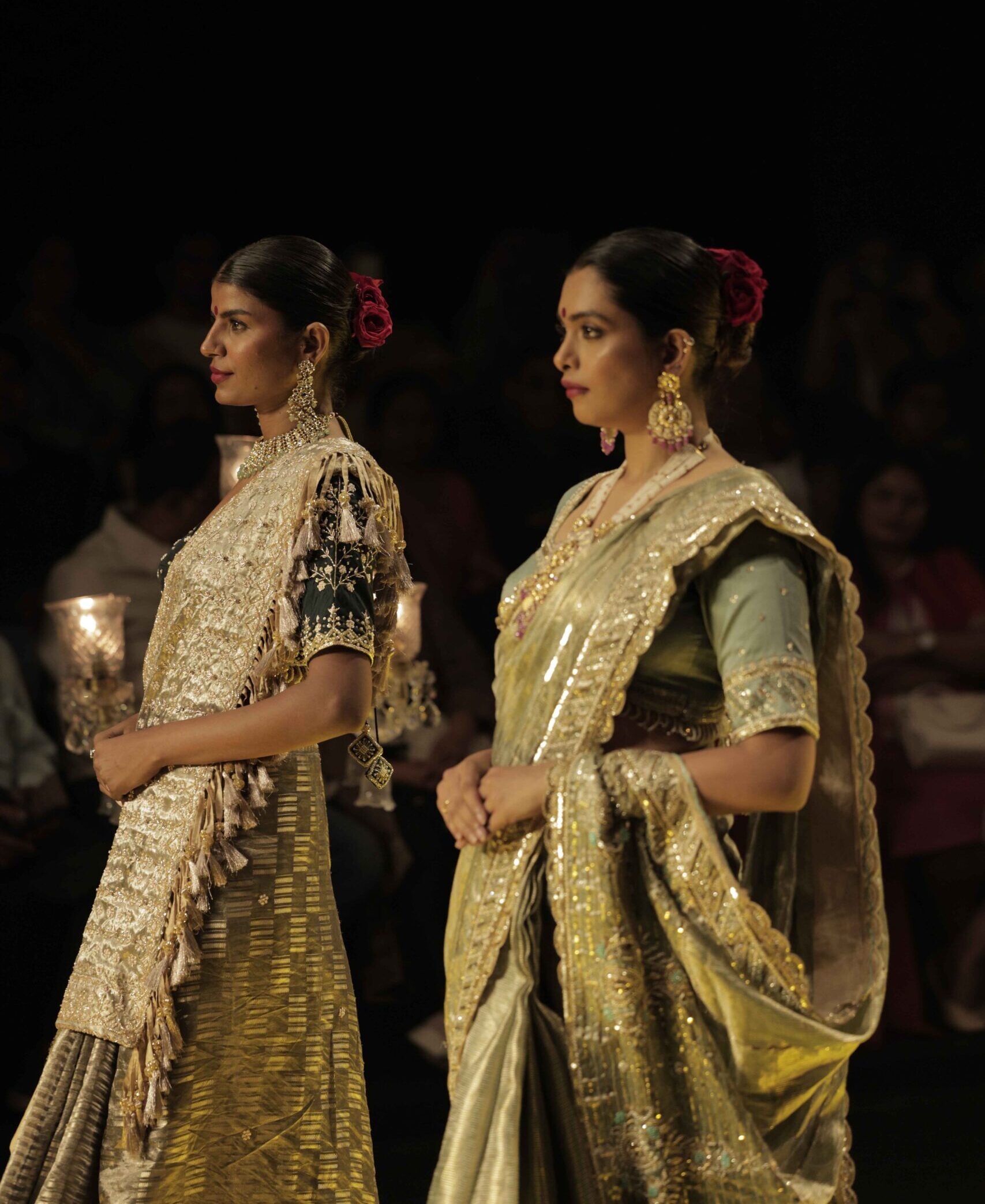 Sage Green Shimmer Tissue Saree