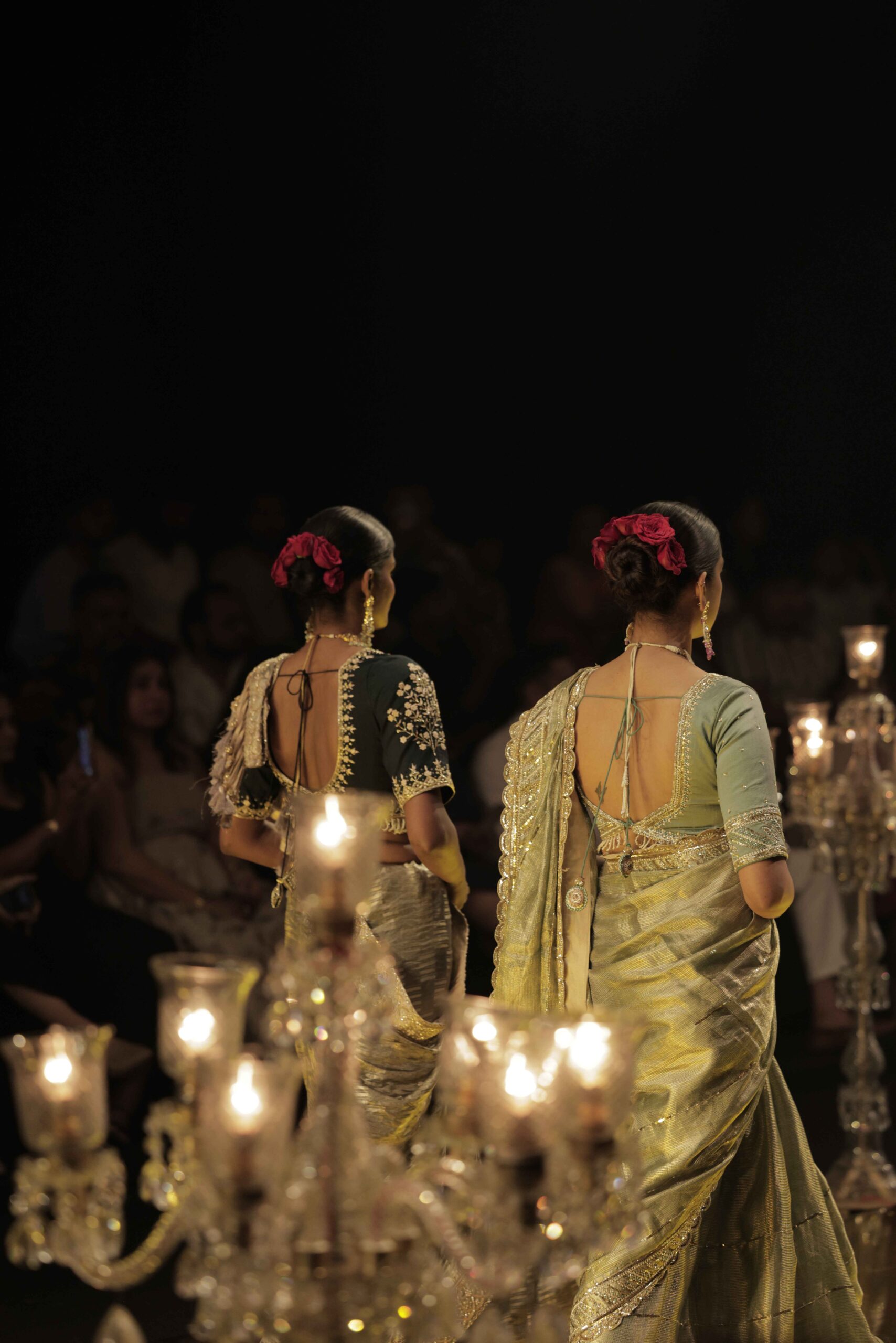 Sage Green Shimmer Tissue Saree