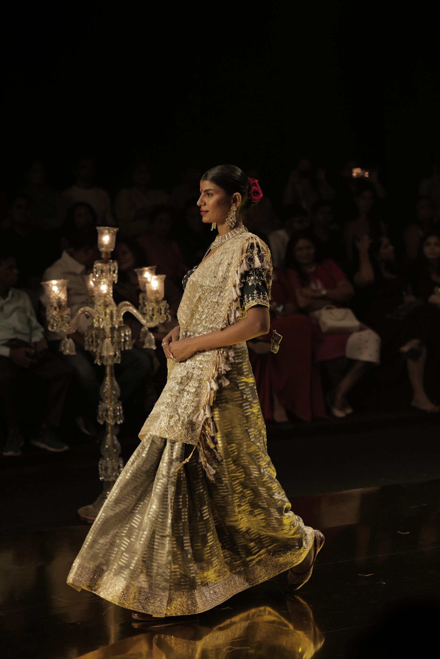 Golden Metallic Silk Designer Saree