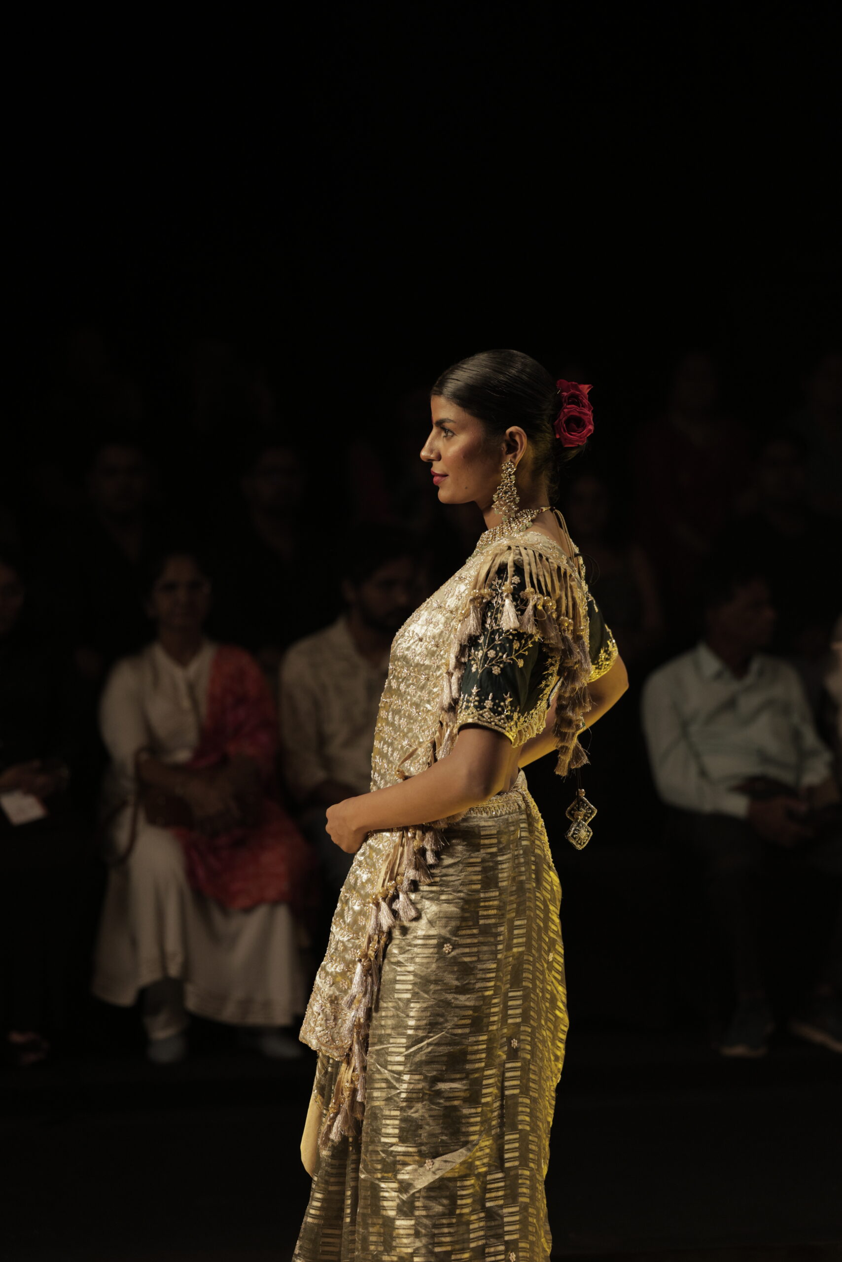 Golden Metallic Silk Designer Saree