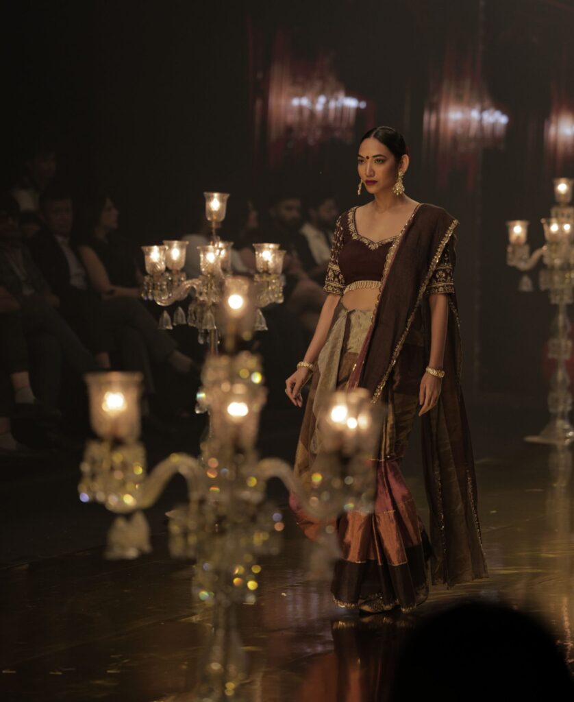 Brown Tissue Silk Designer Saree