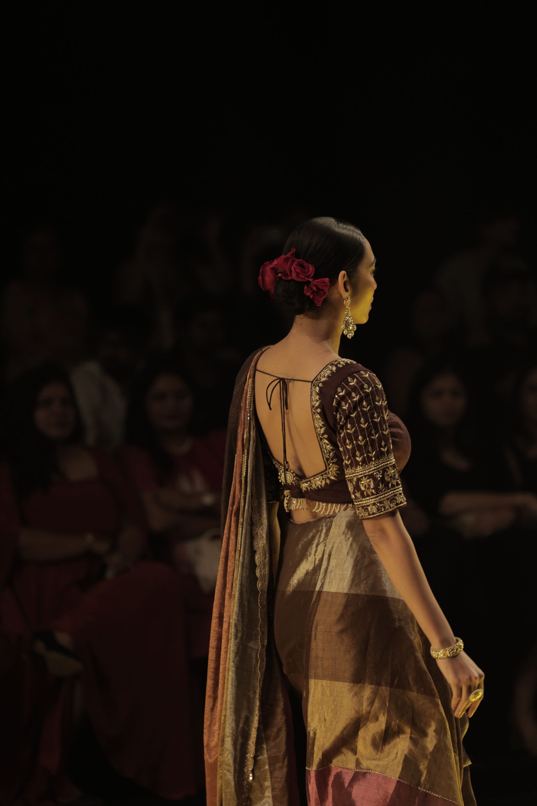 Brown Tissue Silk Designer Saree