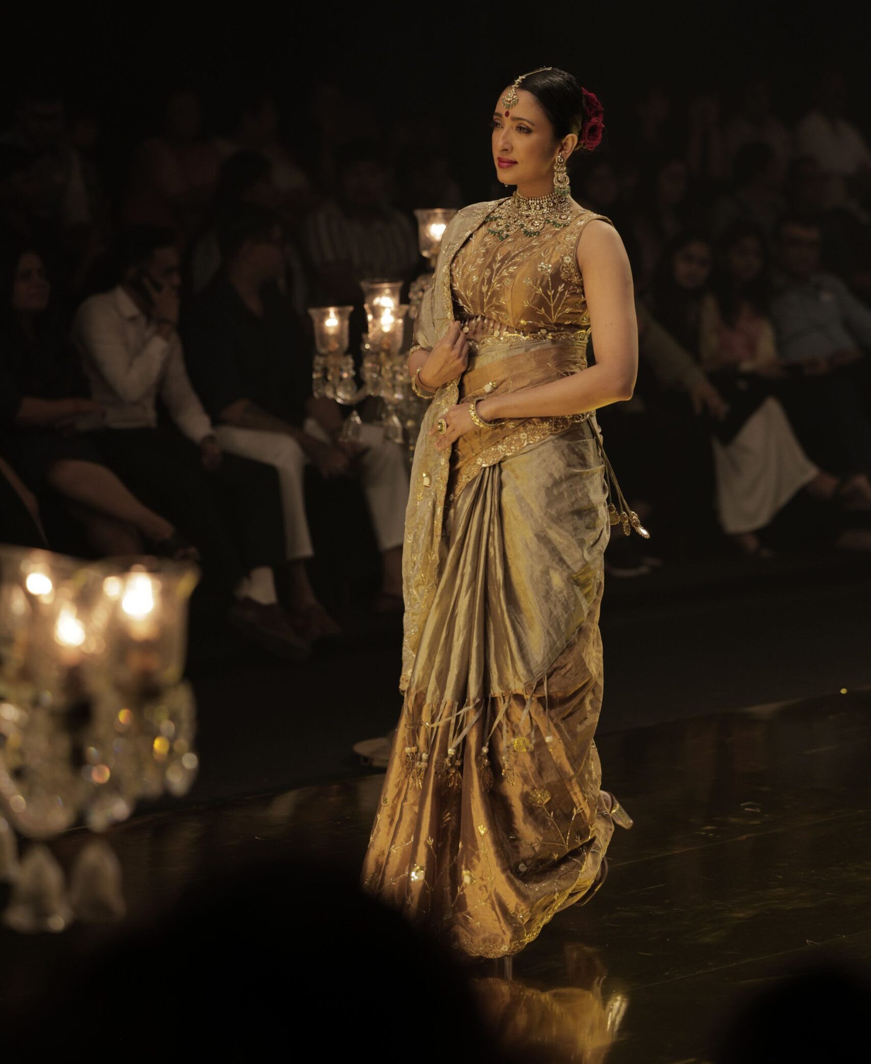 Gold & Silver Tissue Silk Designer Saree