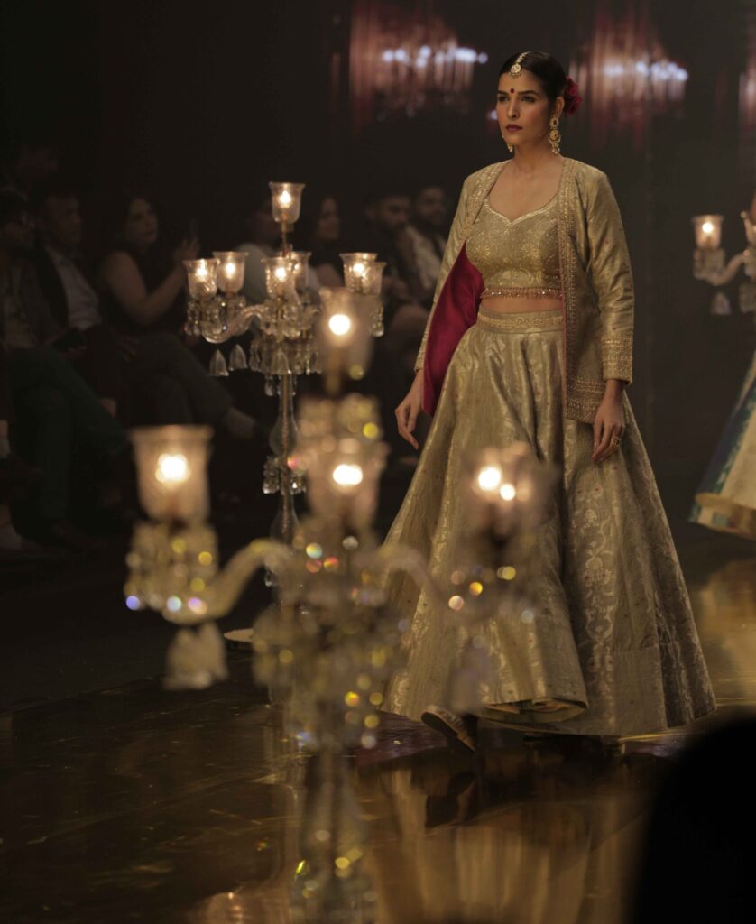 Grey Silk Jacket Top & Skirt Set