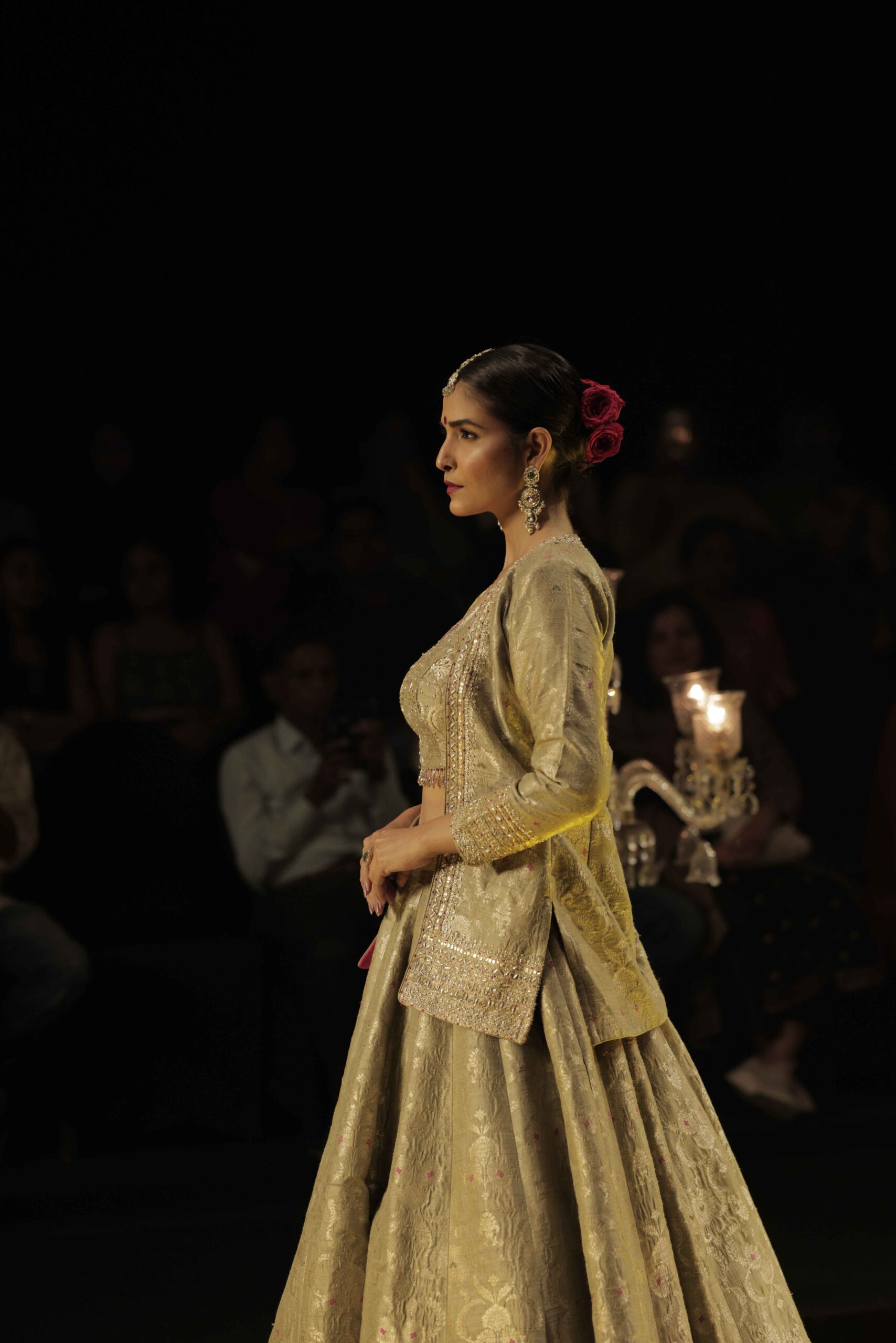 Grey Silk Jacket Top & Skirt Set