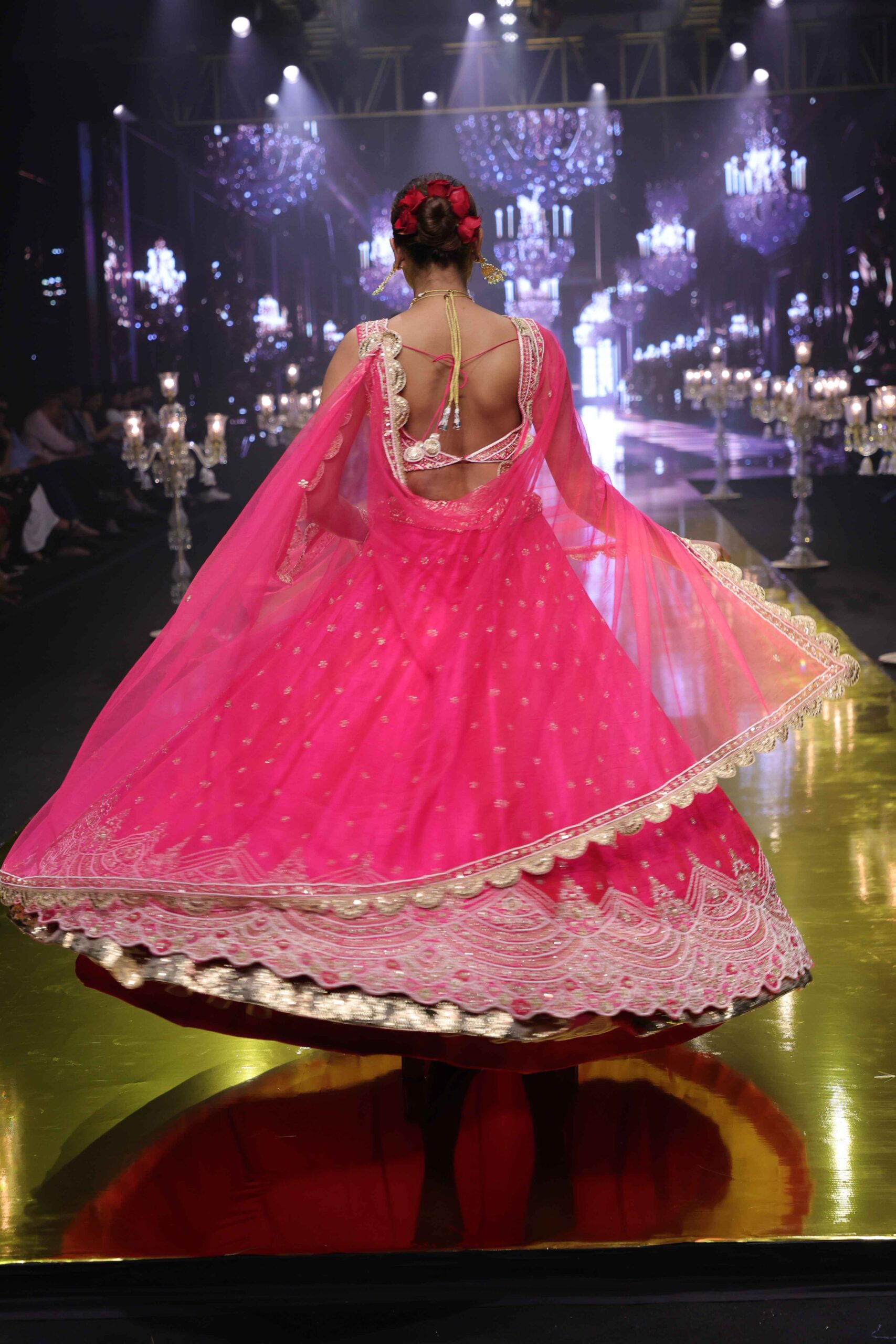 Pink Raw Silk Handwork Lehenga Set